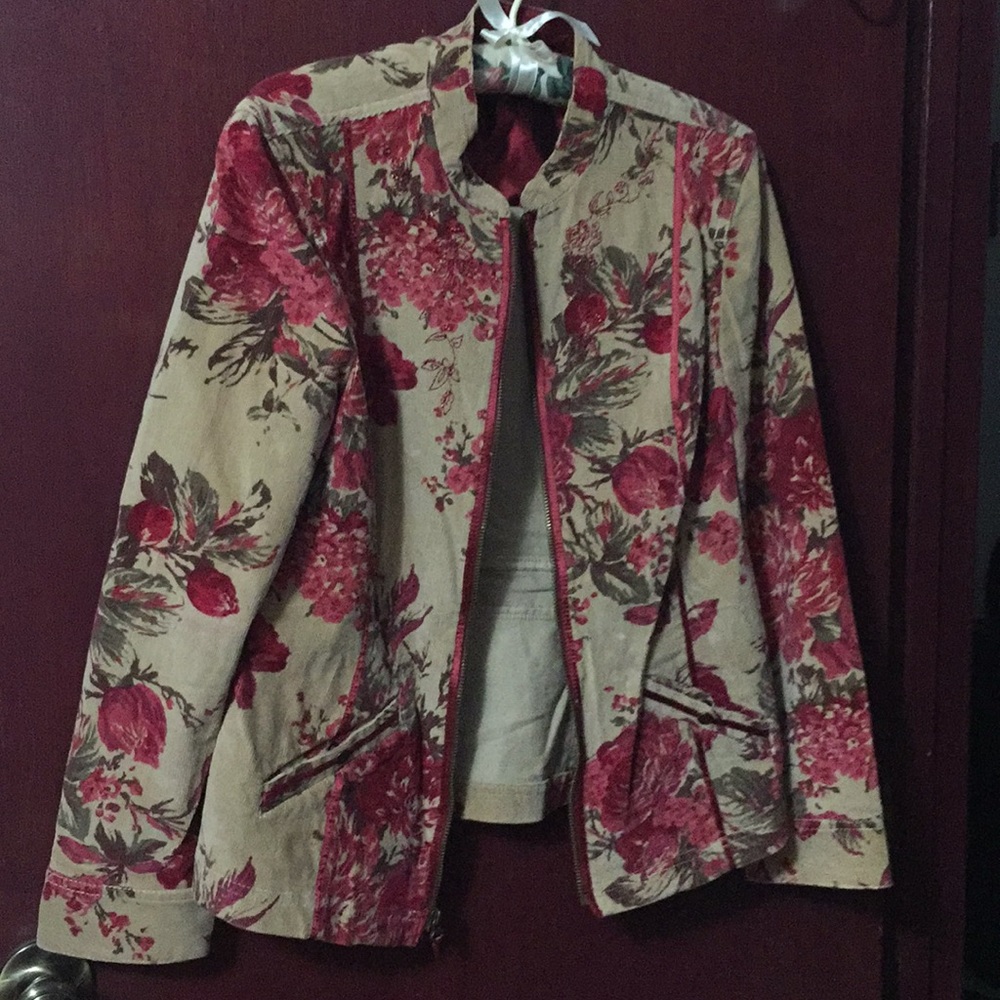 Amber Sun. M. Cord jacket. Beaded. Gorgeous. EUC.